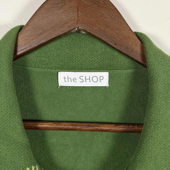 The Shop Men’s Large Green Button Front Short Sleeve Cardigan Knit Sweater Retro - Picture 2 of 8